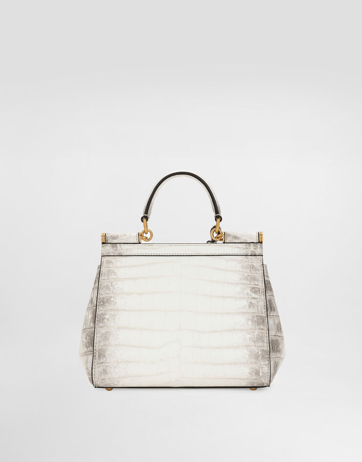 Dolce & Gabbana Bolso de mano Sicily mediano de cocodrilo Himalaya Blanco BB6003B2EM1
