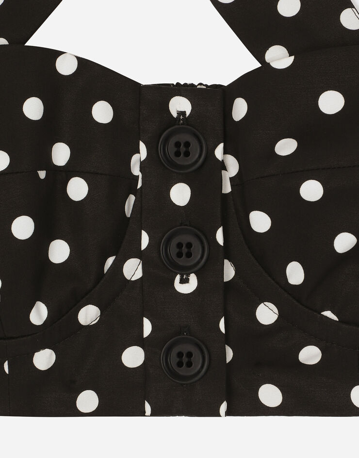 Dolce & Gabbana Top corsetero de algodón con estampado de lunares Imprima F78IUTHS5R7