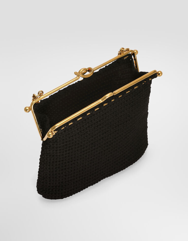 Dolce & Gabbana Borsa a spalla e tracolla Dina in cotone uncinetto Nero BB8009A3T32
