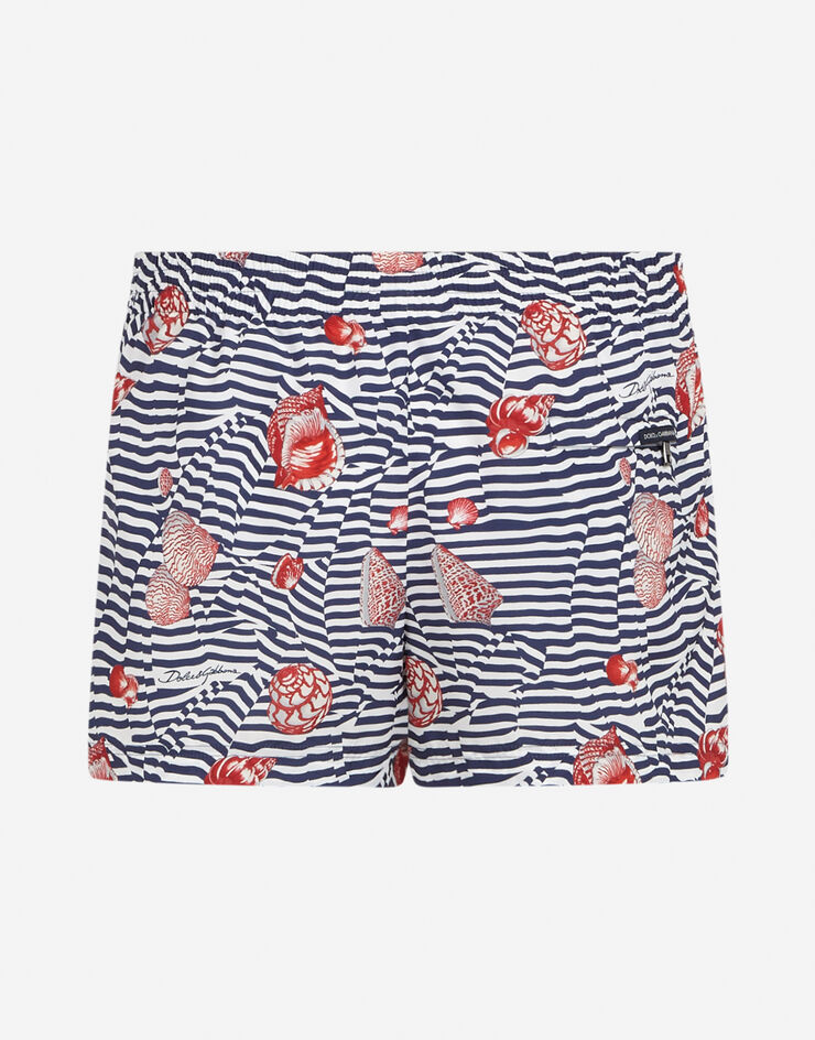 Dolce & Gabbana Short swimming trunks with shell print CREAM M4A06THSM2J