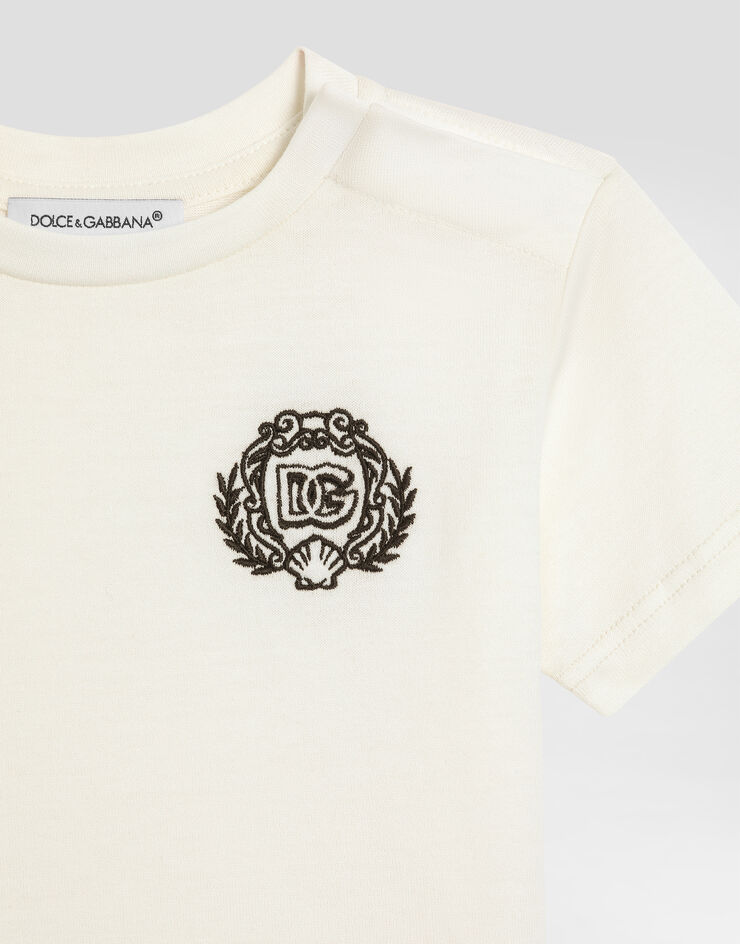 Dolce & Gabbana Short-sleeved jersey t-shirt with DG embroidery White L1JT7WG7PET