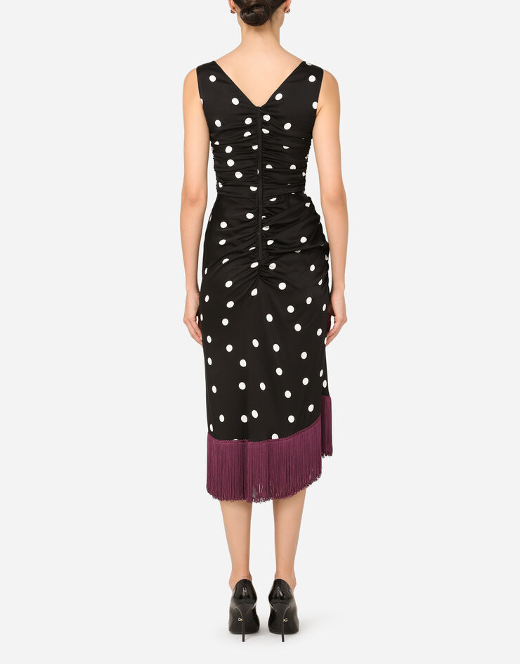 Dolce & Gabbana Calf-length draped dress in polka-dot print charmeuse MULTICOLOR J6116ZFSAY3