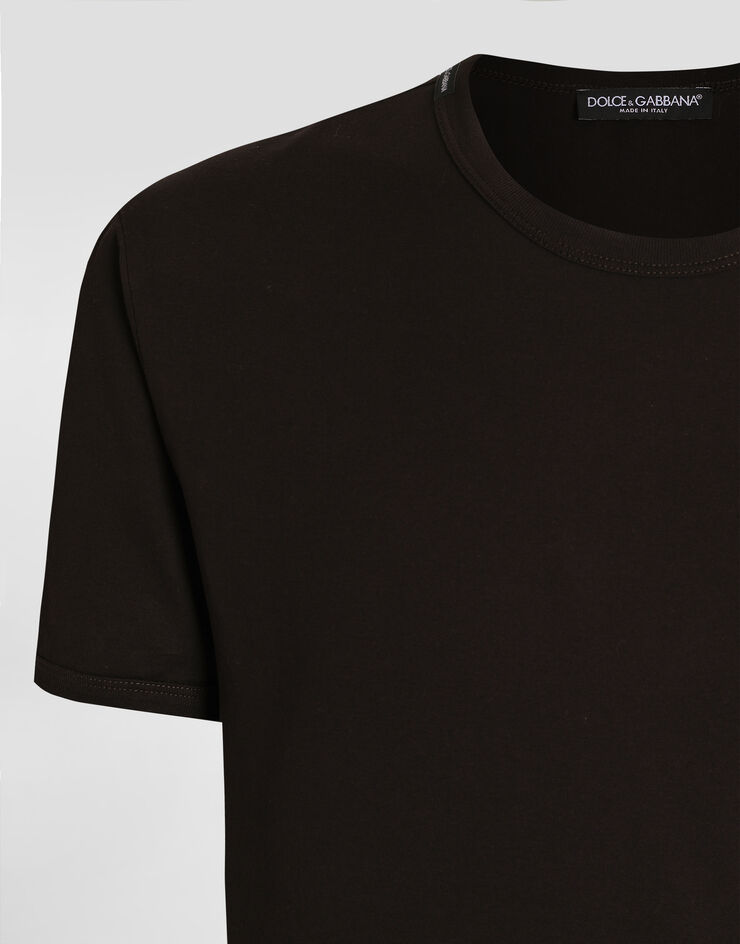 Dolce & Gabbana T-Shirt aus Baumwolle Brown G8JX7TG7P1A