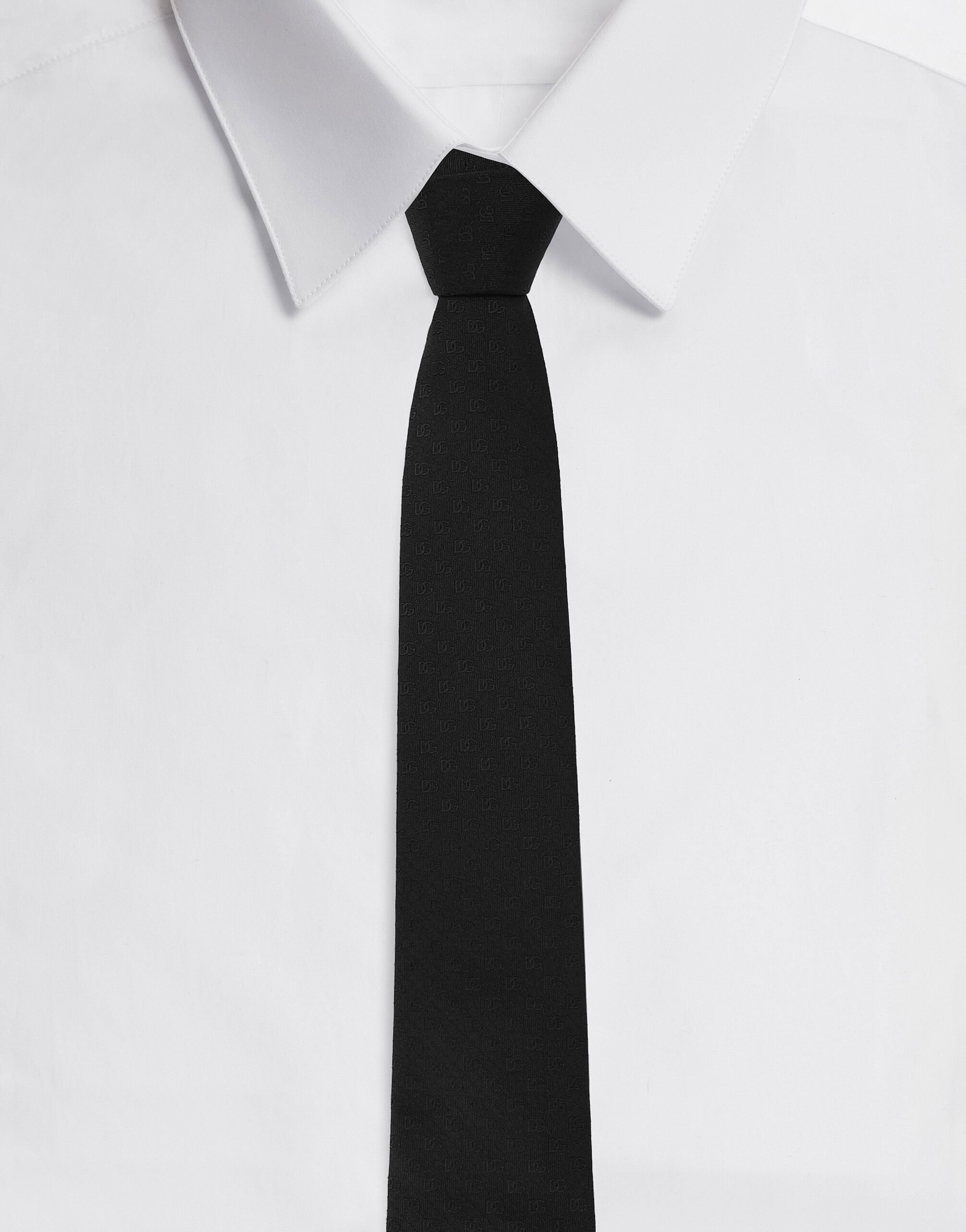 Dolce & Gabbana 8-cm silk jacquard blade tie with DG logo Black GT149EG0UBZ
