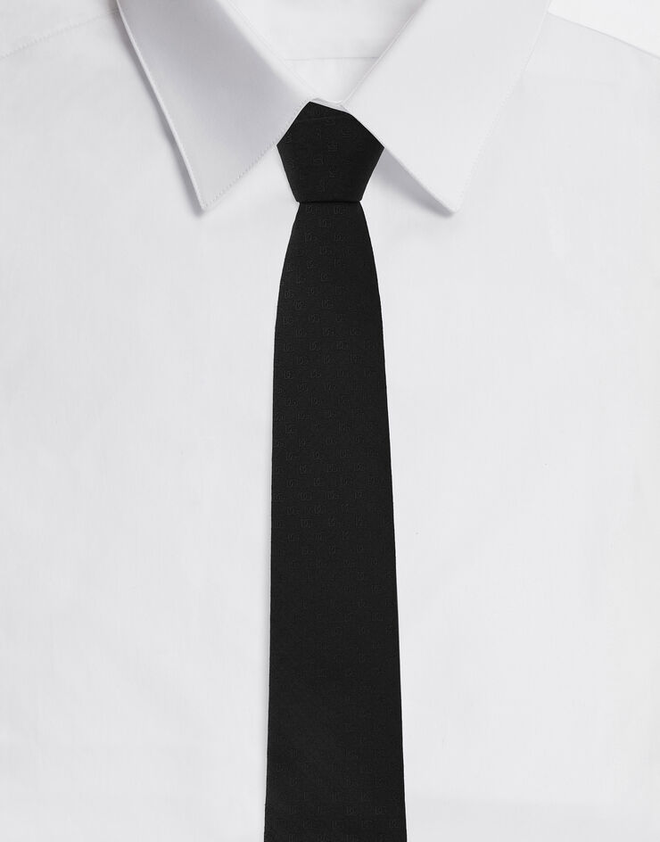 Dolce&Gabbana 8-cm silk jacquard blade tie with DG logo Black GT147EG0JQZ