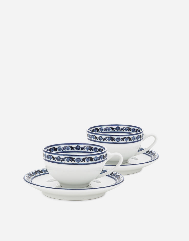 Dolce & Gabbana 2er-Set Espressotassen mit Untertasse aus Porzellan Mehrfarbig TC0S12TCALI
