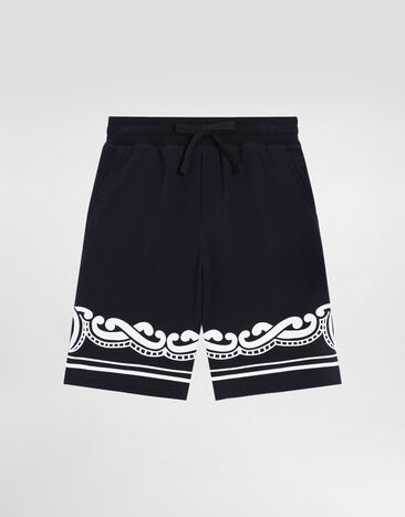 Dolce & Gabbana Piqué shorts with bandanna print Grey L4JPJPG7N2A