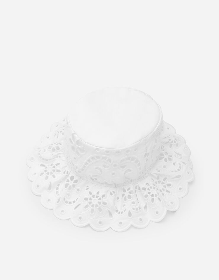Dolce & Gabbana قبعة قطنية بتطريز إنجليزي أبيض FH655ZGDCK9