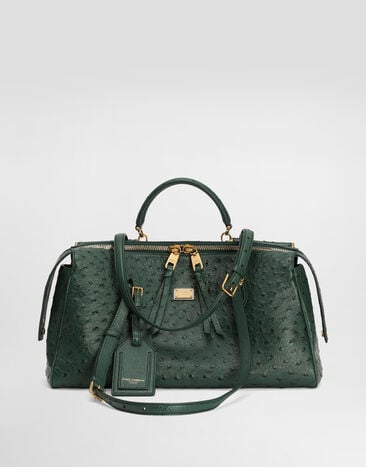 Dolce & Gabbana Vittoria ostrich leather handbag Green BB7844A8G31