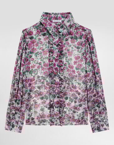 Dolce & Gabbana Violet-print crêpe shirt Print L56S45IS1ZT