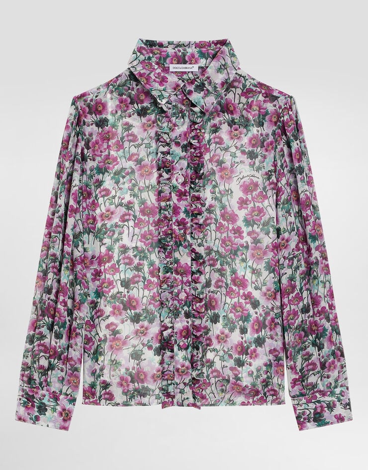 Dolce & Gabbana Violet-print crêpe shirt Print L56S45IS1ZT