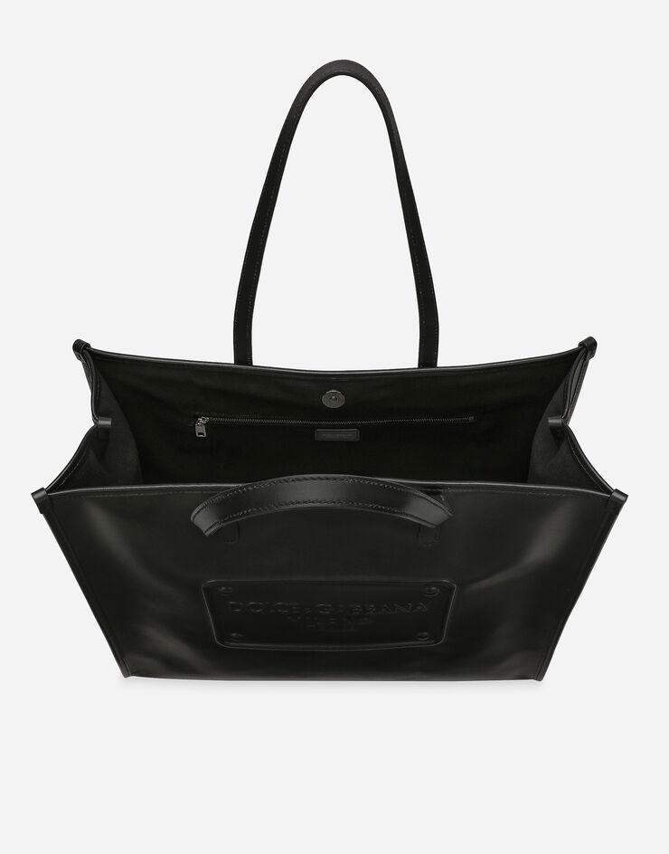 Dolce & Gabbana Сумка-шоппер из телячьей кожи с рельефным логотипом черный BM2274AG218