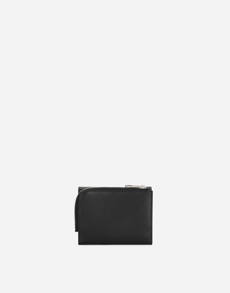 Dolce&Gabbana محفظة بغطاء فرنسي من جلد عجل بشعار بارز أسود BP3271AG218