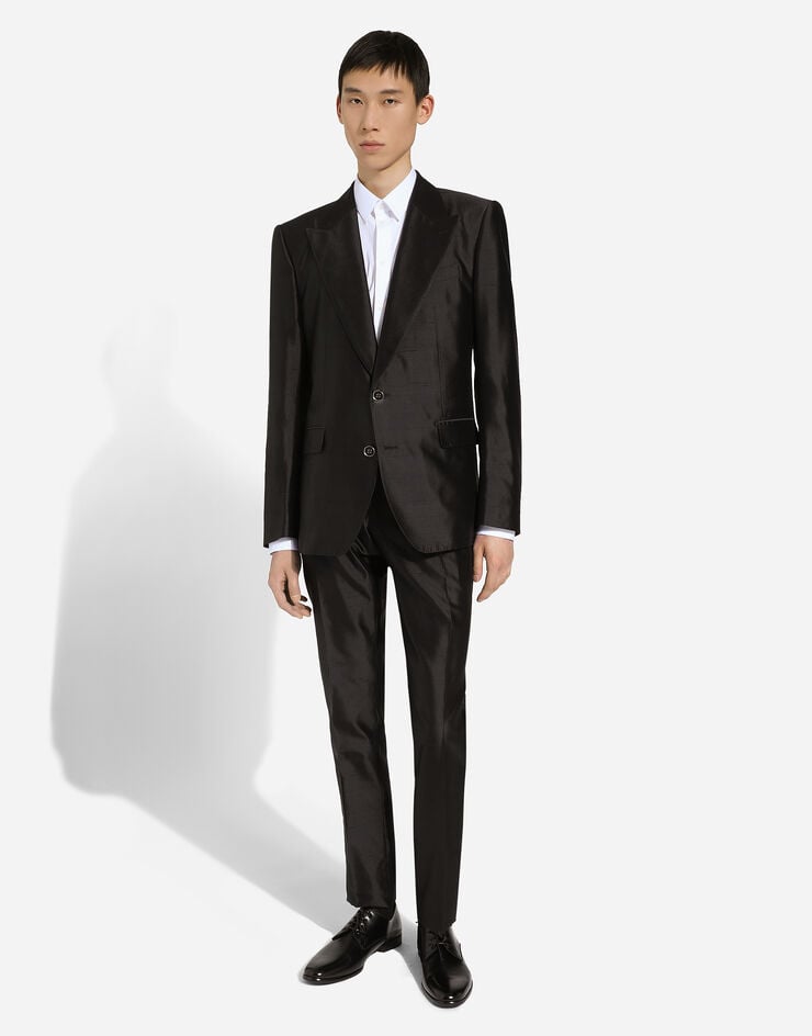 Dolce&Gabbana シングルブレストスーツ シチリアフィット シルクシャンタン ブラック GKLOMTFU1L5