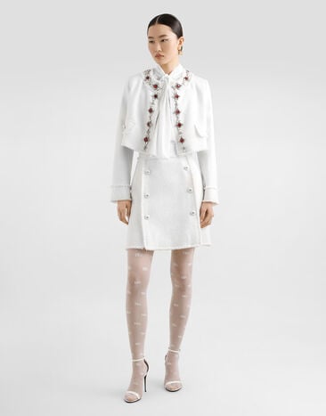 Dolce & Gabbana Crêpe de chine silk shirt White F7BD1TFUAGM