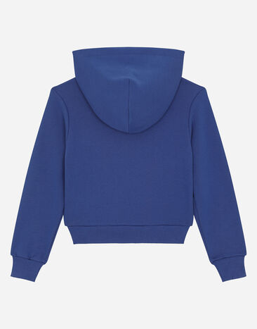 Dolce & Gabbana Zip-up hoodie with logo tag Azul L4JWIDG7M4R