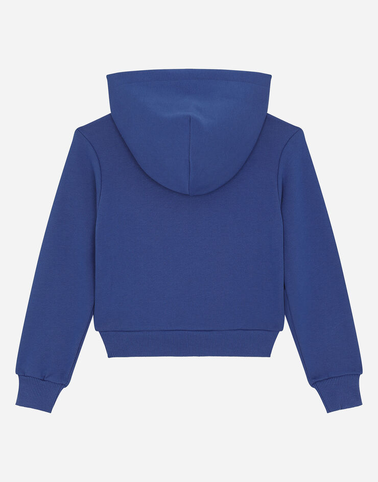 Dolce & Gabbana Zip-up hoodie with logo tag Azul L4JWIDG7M4R
