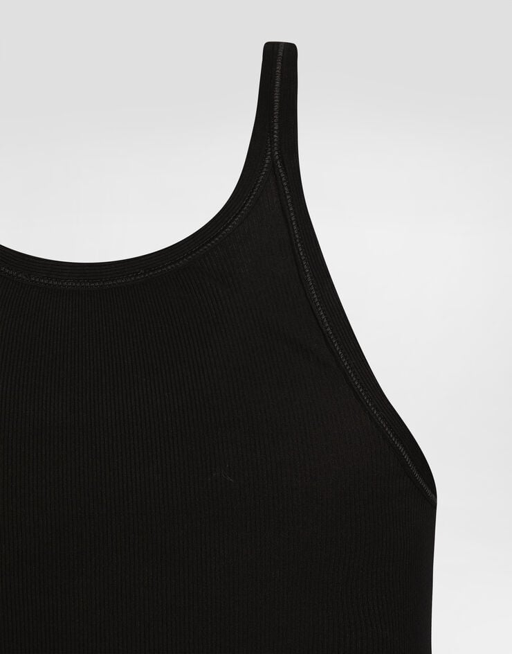 Dolce & Gabbana Camiseta sin mangas en algodón con estampado Black G8PA8TG7P3I