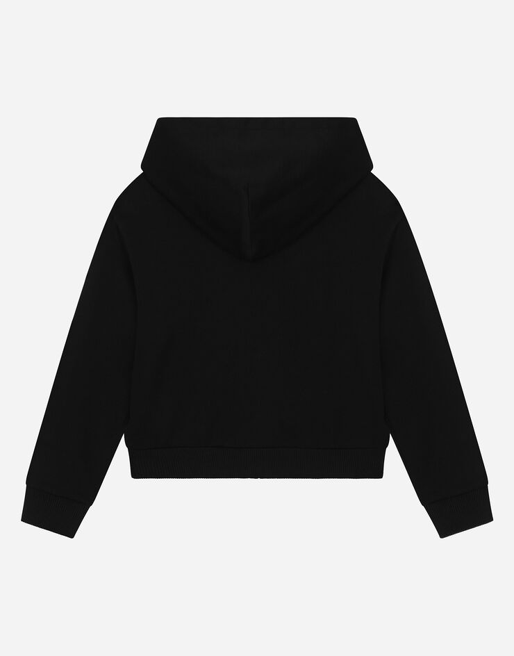Zip-up hoodie with logo print in Black for | Dolce&Gabbana® US