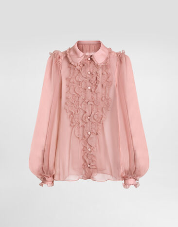 Dolce & Gabbana قميص من شيفون حرير Pink F5U02TFU1UR