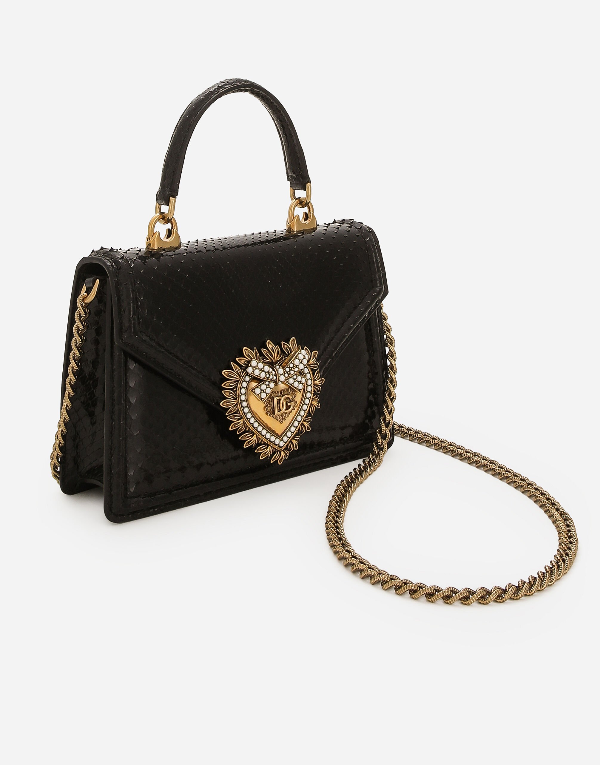 Small Devotion bag in python skin in Black for Women Dolce Gabbana