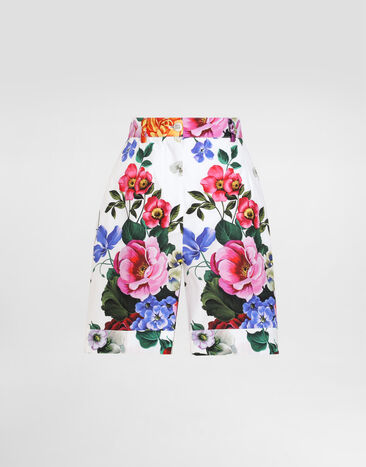 Dolce & Gabbana Floral-print cotton shorts Black FTBM0TFU21E