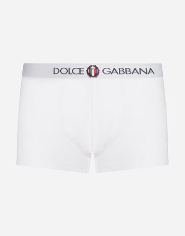 Dolce & Gabbana Boxershorts Regular Jersey bi-elastisch mit Wappen Weiss M4C03JONN94