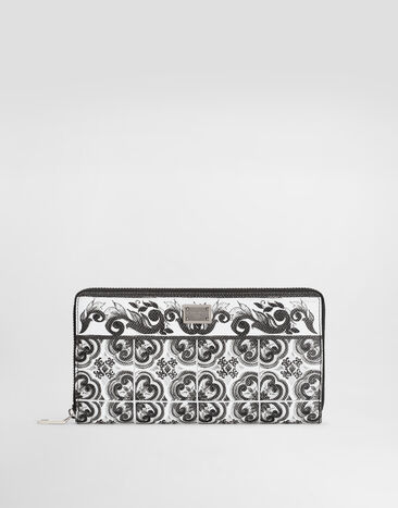 Dolce & Gabbana Cartera de piel con estampado de mayólica Multicolor BP1672AN719