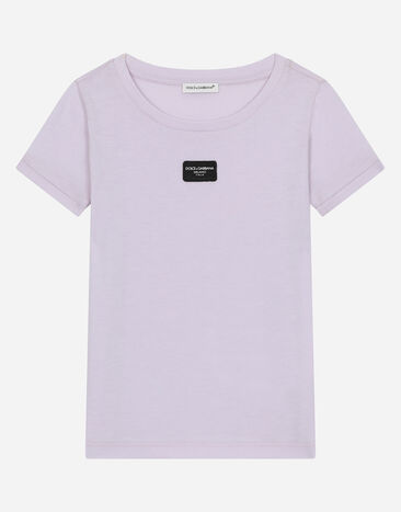 Dolce & Gabbana Camiseta de punto con placa con logotipo Lila L5JTMOG7NYU