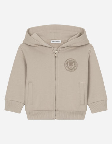 Dolce & Gabbana Jersey hoodie with DG logo Beige L1JWKMG7NXD