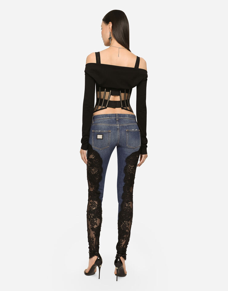 Dolce & Gabbana KIM DOLCE&GABBANA Denim jeans with lace inlay Multicolor FTCUMDGDBNH
