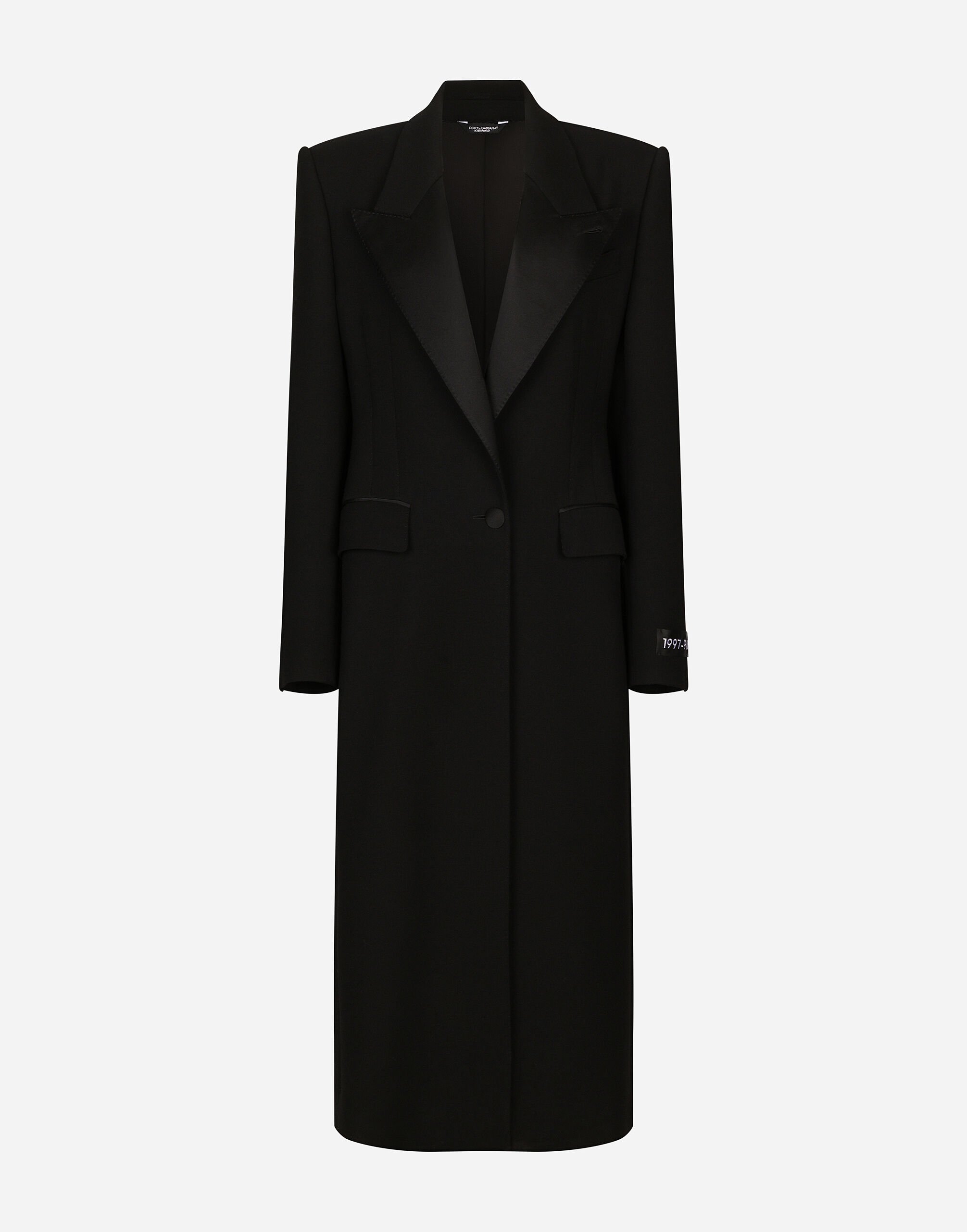 Dolce & Gabbana Abrigo largo tipo esmoquin de botonadura sencilla de lana Negro F0D1OTFUMG9