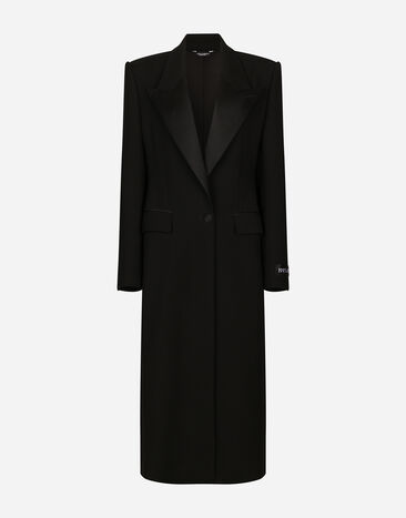Dolce&Gabbana Langer einreihiger Smokingmantel aus Wolle Schwarz F0W1LTFU227