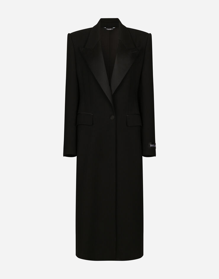 Dolce&Gabbana Long single-breasted wool tuxedo coat Black F0W1LTFU227