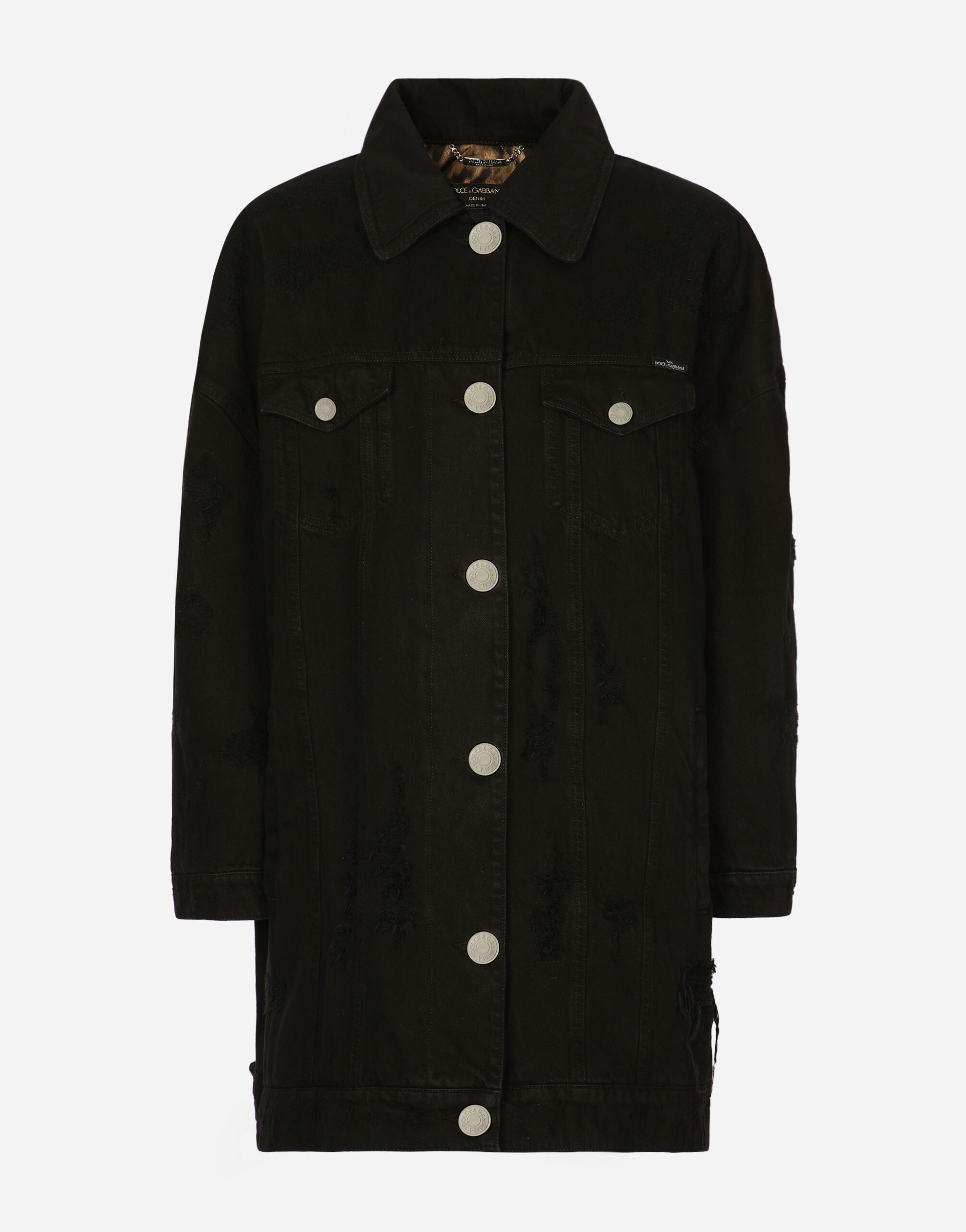 Long denim jacket in Multicolor for Women | Dolce&Gabbana®