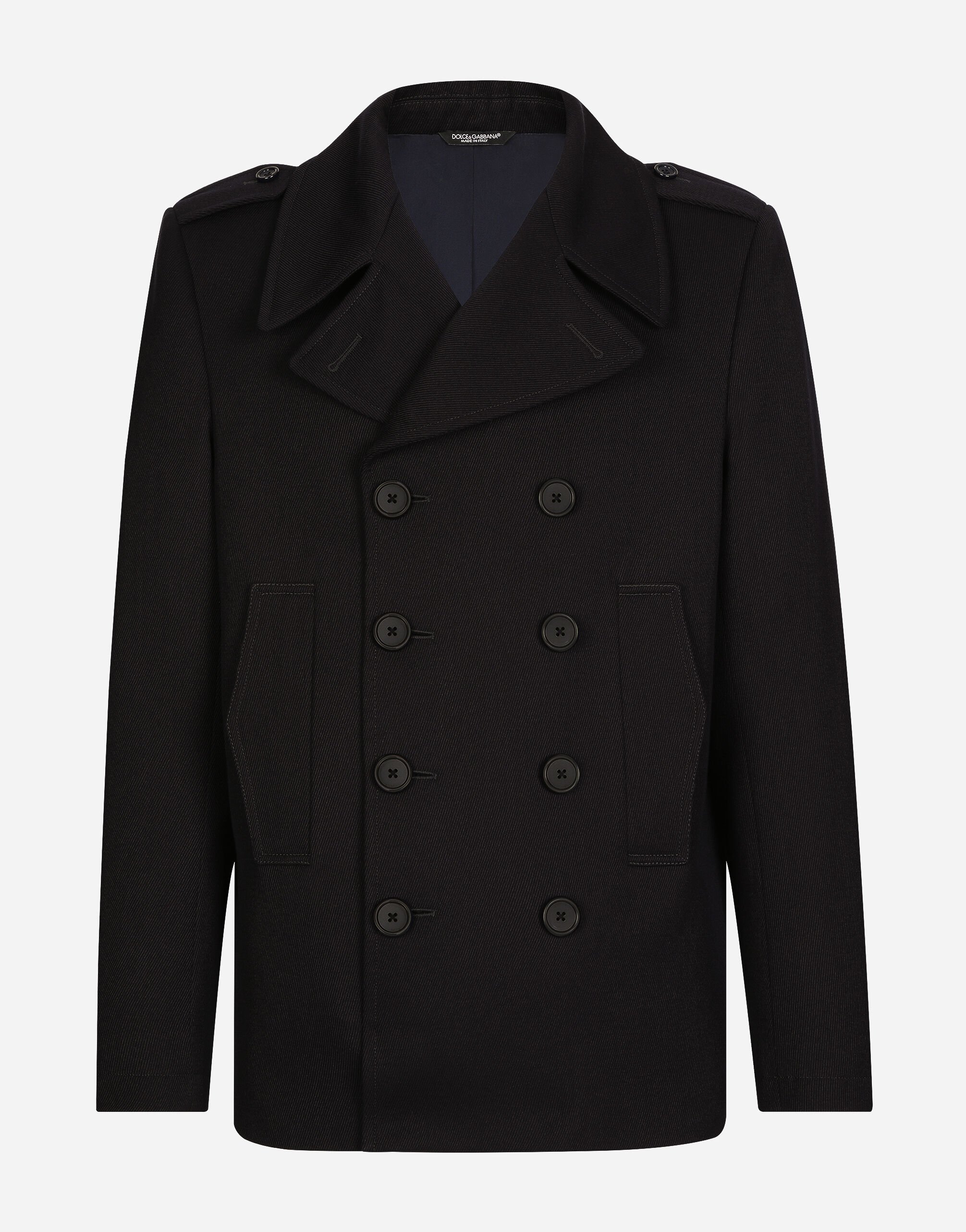 Dolce & Gabbana Double-breasted wool pea coat with tag Blue G9AUBDG8KF1