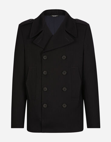 Dolce & Gabbana Double-breasted wool pea coat with tag White G2QS6TFR4A4