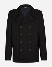 Dolce & Gabbana Double-breasted wool pea coat with tag Blue G9ARNTFUM7U