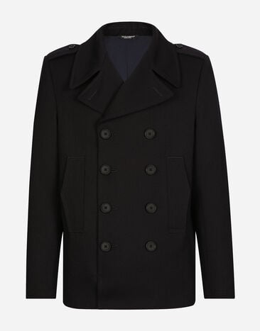 Dolce & Gabbana Double-breasted wool pea coat with tag Blue G9ASWTHUMTI