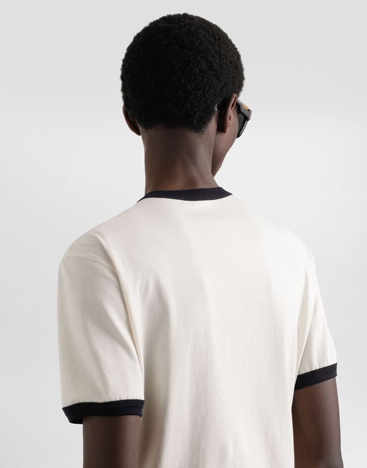 Dolce & Gabbana Cotton t-shirt with embroidery Cream G8PV1ZG7PJ4