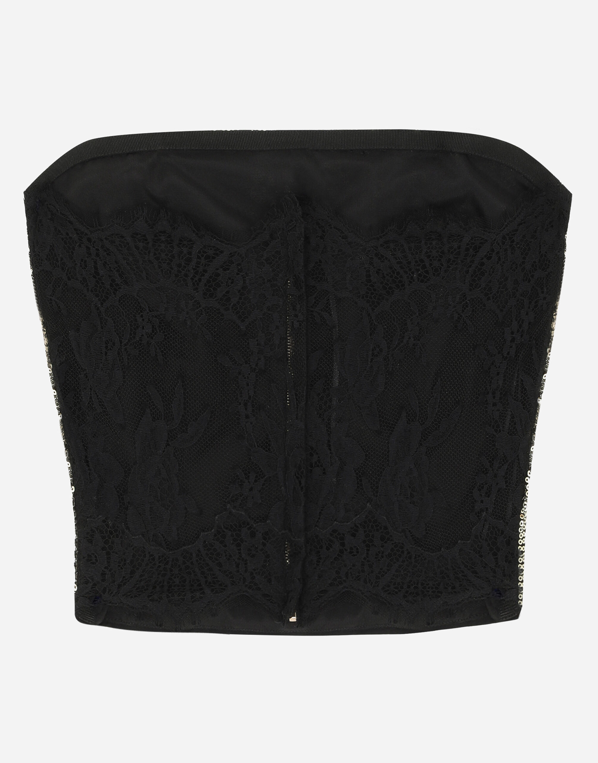 Sequined and lace strapless top in Gold for Women | Dolce&Gabbana® US