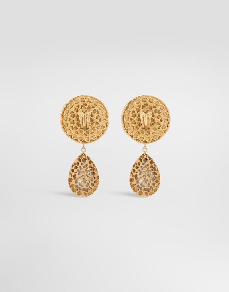 Dolce&Gabbana Earrings with logo coin and rhinestone pendants Dolce&Gabbana Earrings with logo coin and rhinestone pendants Gold WEP8L7W1111