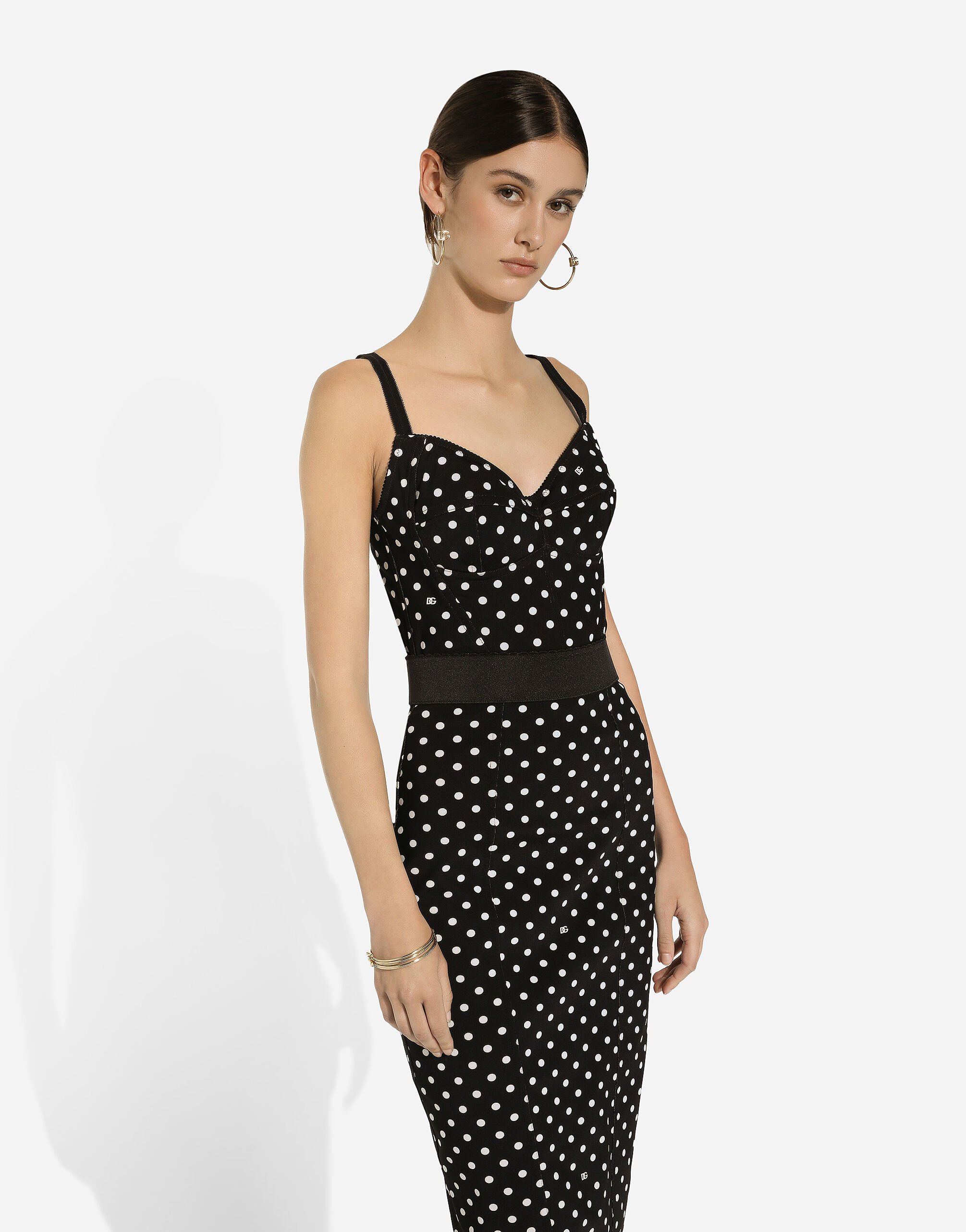 Polka-dot marquisette corset top in Print for Women | Dolce&Gabbana® US