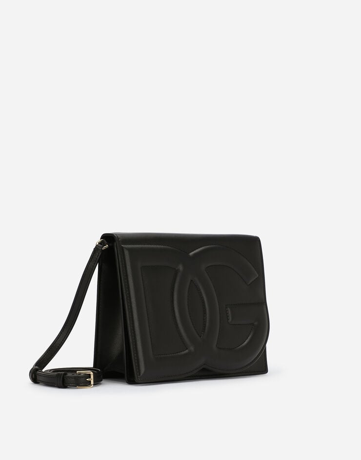 Dolce & Gabbana Borsa DG Logo Bag a tracolla in pelle di vitello Nero BB7287AW576