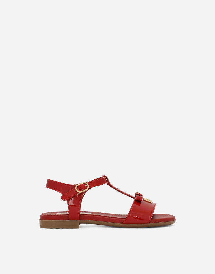 Dolce & Gabbana Sandales en cuir verni à logo DG en métal Rouge D11155A1328