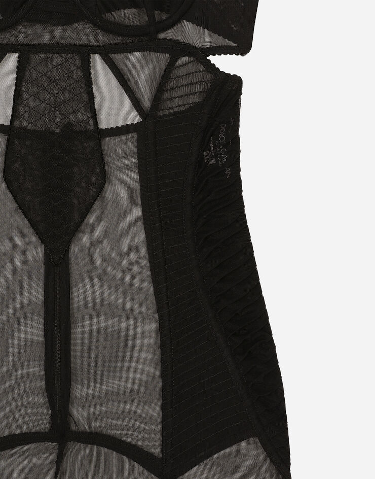 Dolce & Gabbana Minikleid aus Tüll mit Details im Miederdesign Black F6JAZTFLRDA
