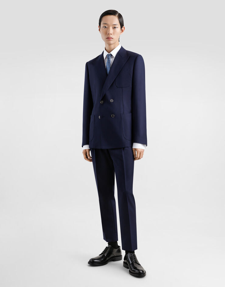 Dolce & Gabbana 双重褶裥羊毛长裤 蓝 GV4EETFM2GU
