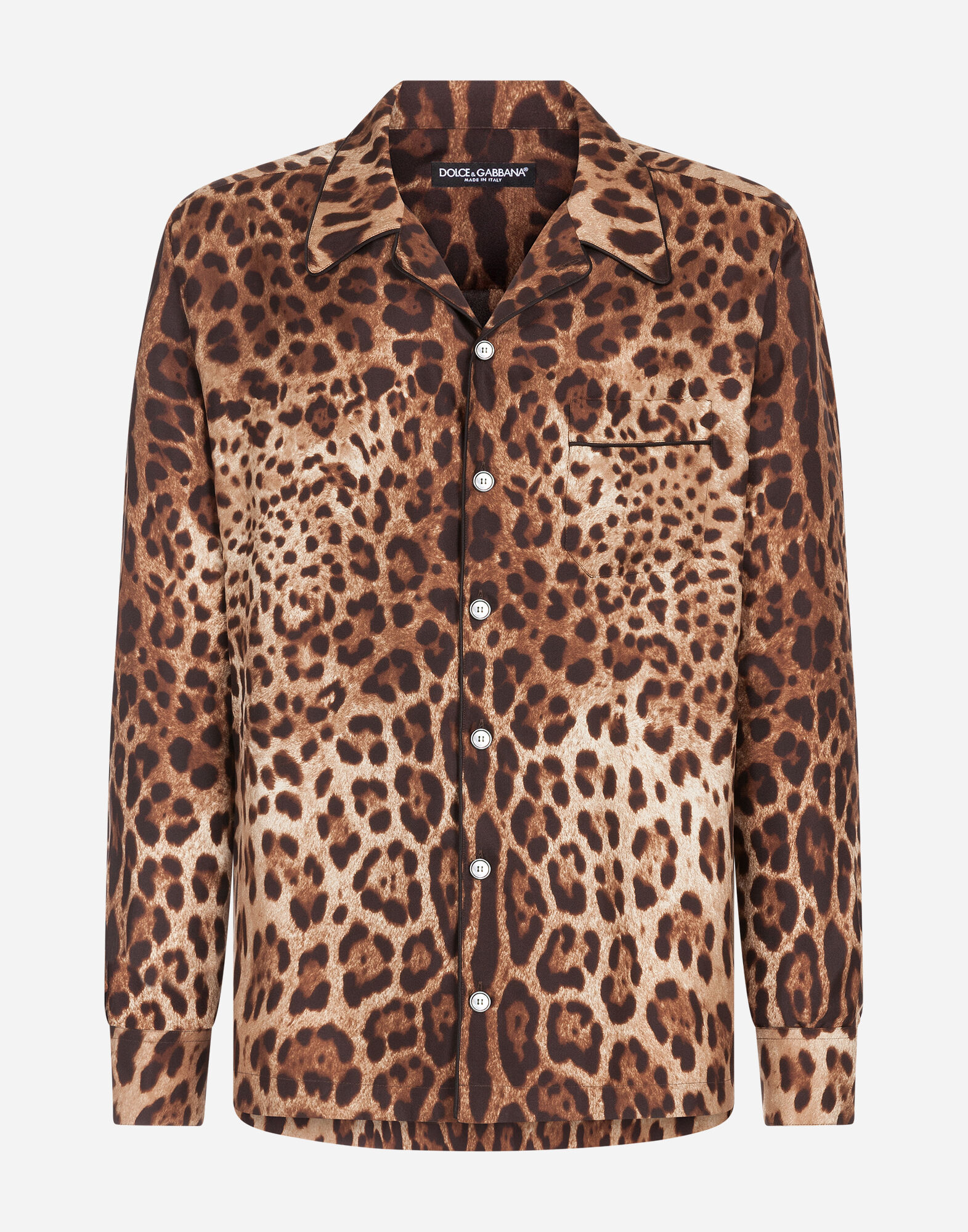 DOLCE & GABBANA ヒョウ柄シャツ M Silk shirt with leopard print in Print for Men
