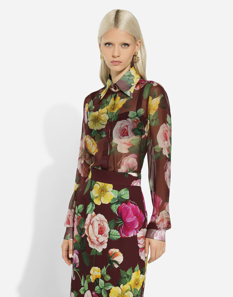 Dolce & Gabbana Camellia-print chiffon shirt Print F5R64TIS1ST