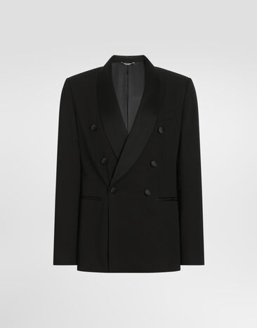 Dolce & Gabbana Double-breasted Tuxedo jacket in techno gabardine Black G2UH7TFU2Z8